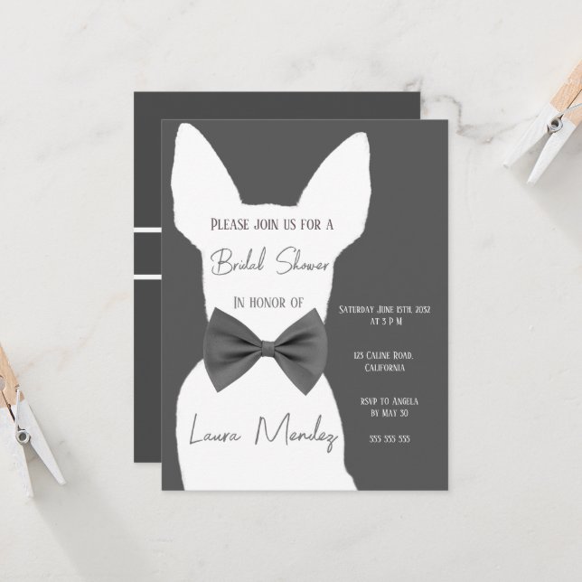 modern Chihuahua dog  Bridal Shower Invitation (Front/Back In Situ)