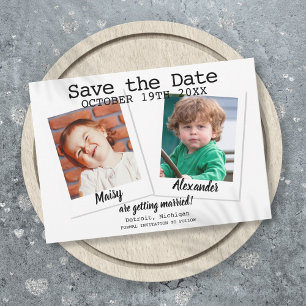 Modern Childhood Photos Wedding Save The Date