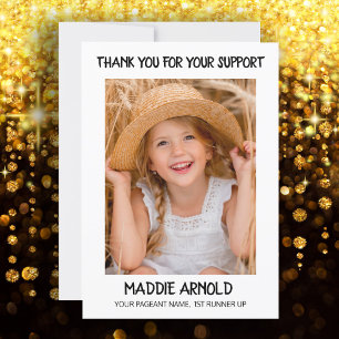 Modern Child's Pageant Thank You Photo White