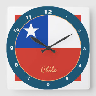 Modern Chile, trendy Chilean Flag Home / design Square Wall Clock