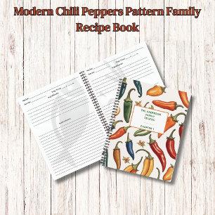 Modern Chilli Peppers Pattern Family Recipe Book