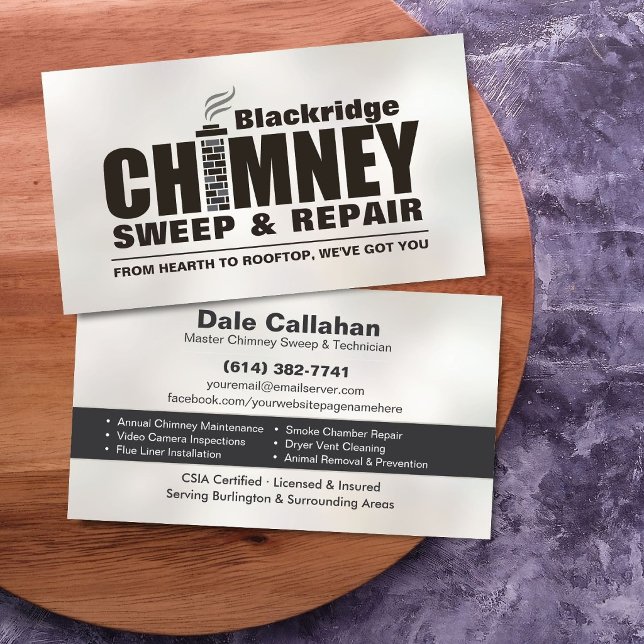 Modern Chimney Sweep & Fireplace Services Business Card (Creator Uploaded)