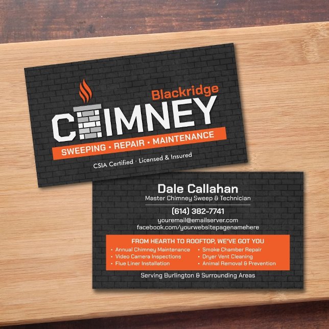 Modern Chimney Sweep & Fireplace Services Business Card (Creator Uploaded)