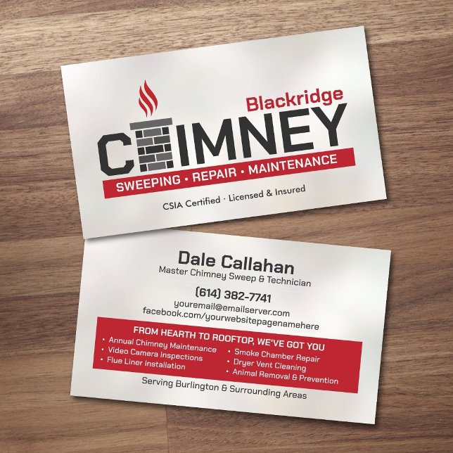Modern Chimney Sweep & Fireplace Services Business Card (Creator Uploaded)