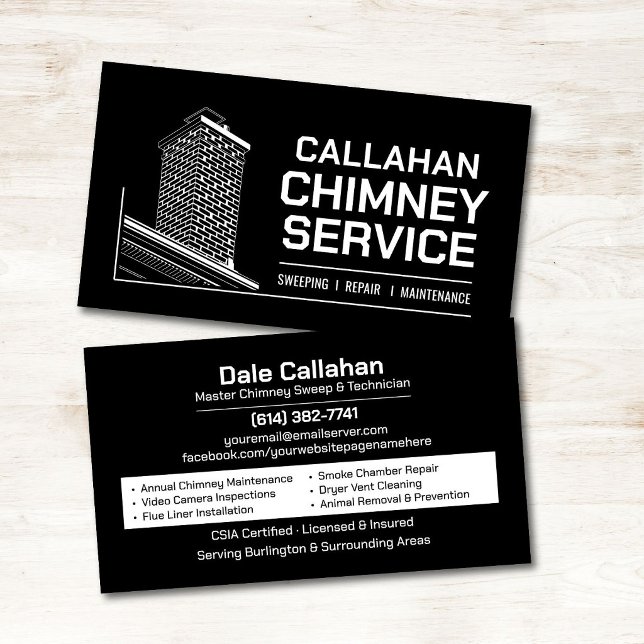 Modern Chimney Sweep & Fireplace Services Business Card (Creator Uploaded)