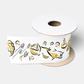 Modern Chinese Cuisine Ink Drawing Ribbon Satin Ribbon