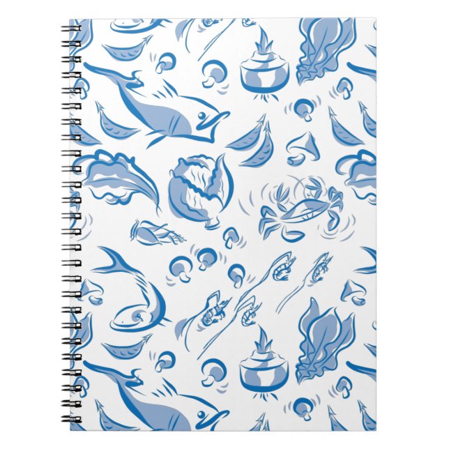 Modern Chinese Cuisine Ink Drawing Spiral Notebook (Front)