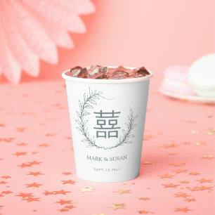 Modern Chinese Double happiness Wedding Paper Cups
