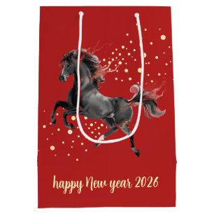 Modern Chinese New Year 2026 Horse New Year Medium Gift Bag