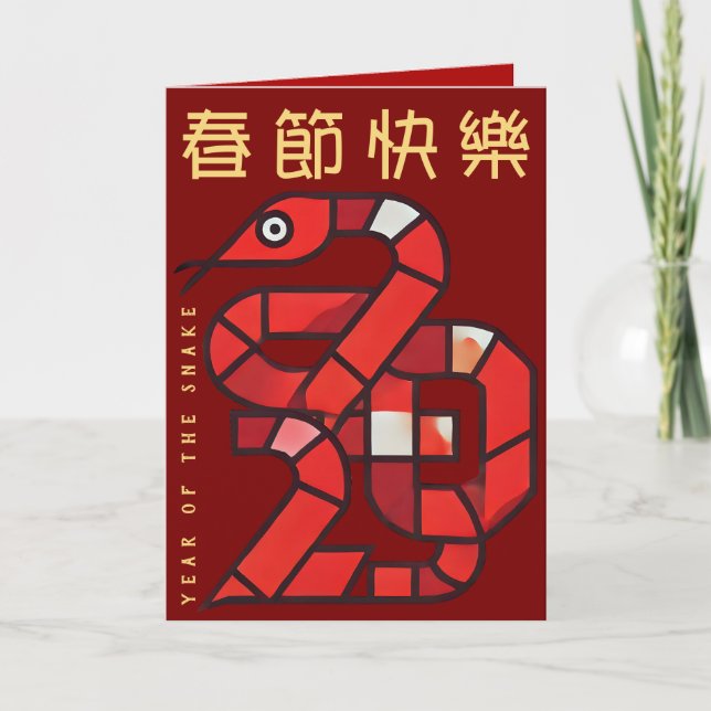 Modern Chinese New Year of the Snake 2025 VGC Holiday Card (Front)
