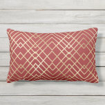 Modern Chinese Red Art Deco Geometric Pattern Lumbar Cushion<br><div class="desc">This modern and unique geometric pattern is perfect for the trendy and stylish individual. It depicts a faux gold foil geometric art deco inspired pattern on top of a Chinese red background. It's stylish, chic, and elegant. ***IMPORTANT DESIGN NOTE: For any custom design request such as matching product requests, colour...</div>