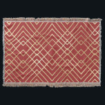 Modern Chinese Red Art Deco Geometric Pattern Throw Blanket<br><div class="desc">This modern and unique geometric pattern is perfect for the trendy and stylish individual. It depicts a faux gold foil geometric art deco inspired pattern on top of a Chinese red background. It's stylish, chic, and elegant. ***IMPORTANT DESIGN NOTE: For any custom design request such as matching product requests, colour...</div>