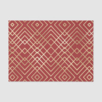 Modern Chinese Red Art Deco Geometric Pattern