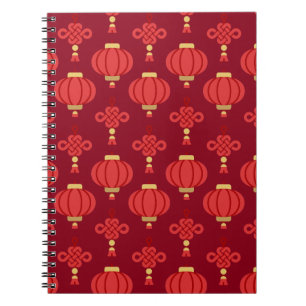 Modern Chinese Red Lantern Pattern Notebook