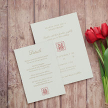 Modern Chinese Sage Olive Double Happiness Wedding