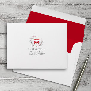 Modern Chinese Wedding RSVP Envelopes (Red)