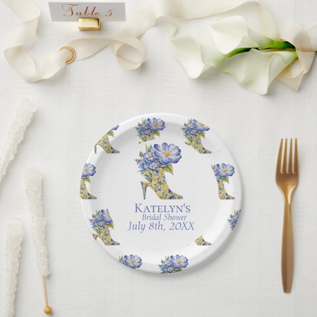 Modern Chinoiserie Floral High-heel Paper Plate (Wedding)