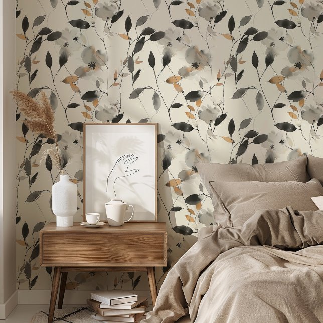 Modern Chinoiserie Floral Pattern Peel & Stick Wallpaper (Creator Uploaded)