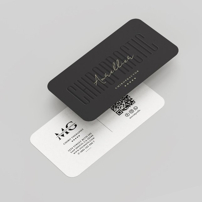 Modern Chiro Therapist Chiropractor Black White Business Card (Modern Chiro Therapist Chiropractor Black White Business Card
)