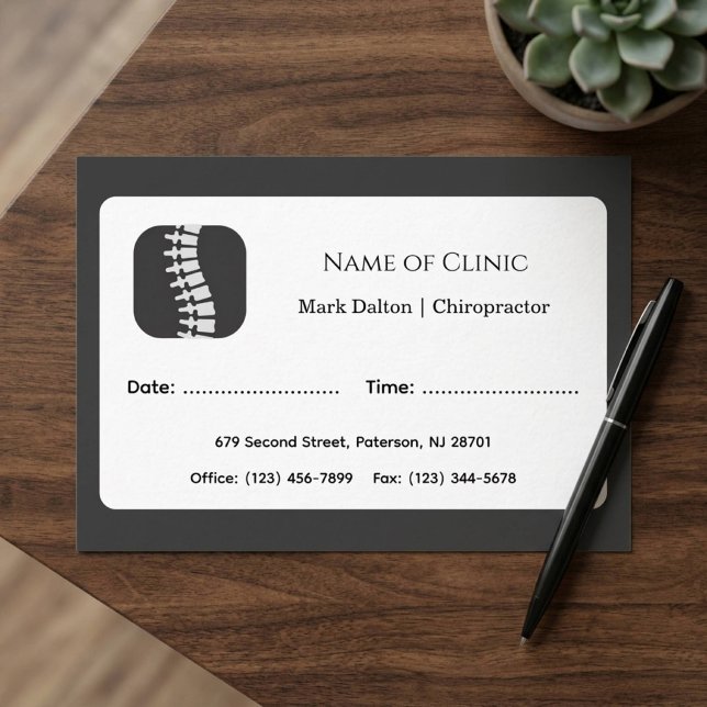 Modern Chiropractor Appointment Reminder Card (Creator Uploaded)