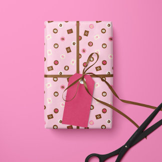 Modern Chocolate Bonbons- Wrapping Paper- Pink Paper