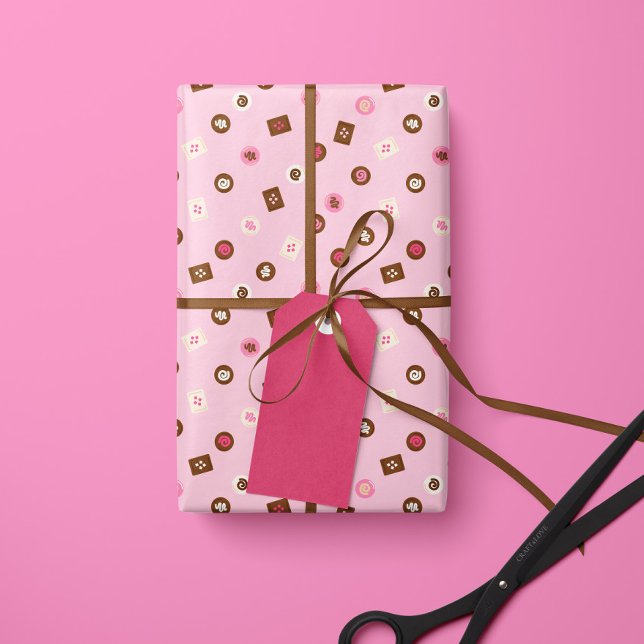 Modern Chocolate Bonbons- Wrapping Paper- Pink Wrapping Paper (Creator Uploaded)