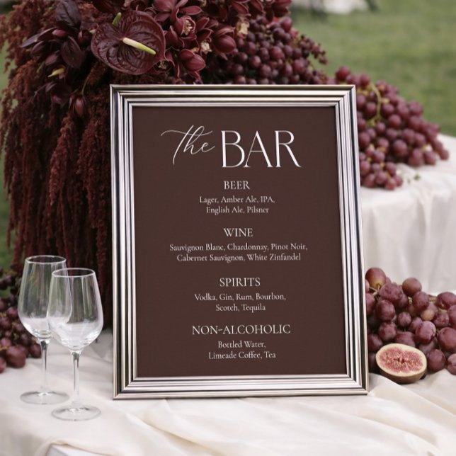 Modern Chocolate Brown Wedding Bar  Poster (Creator Uploaded)