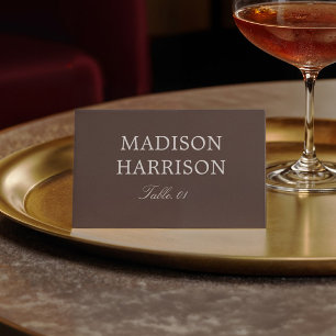 Modern Chocolate Brown Wedding Place Card DIY