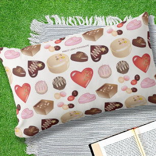 Modern Chocolate Candy Heart Pattern Outdoor Lumbar Cushion