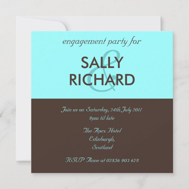 Modern Chocolate & Mint Engagement Party Invitation (Front)