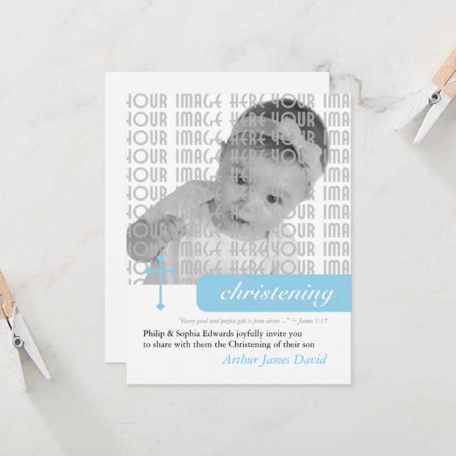 Modern Christening or Baptism Invitation (Front/Back In Situ)
