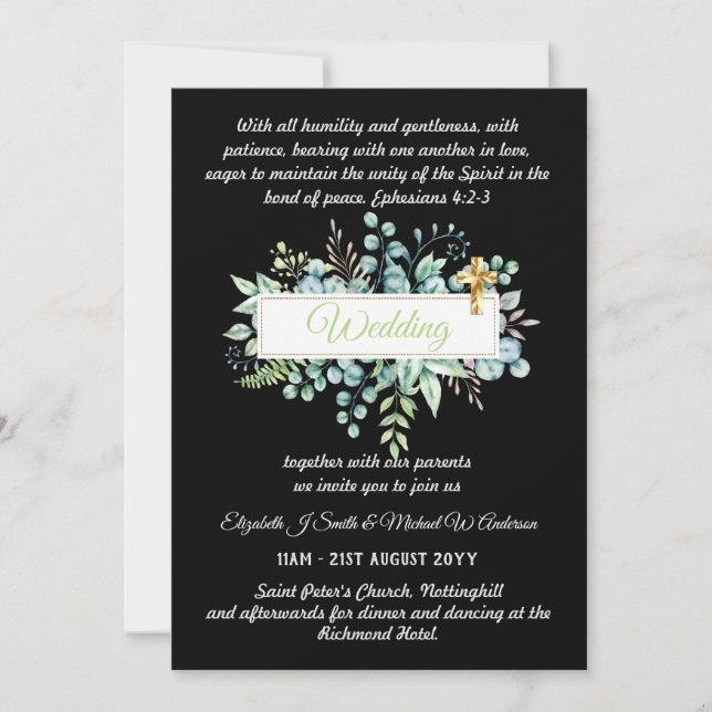 Modern Christian Catholic Wedding Invitation  (Front)