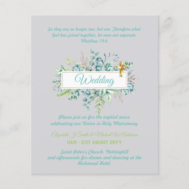 Modern Christian Catholic Wedding Invitation  (Front)