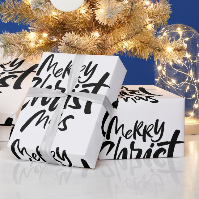 Modern Christian Christ Jesus Christmas lettering Wrapping Paper (Holidays)