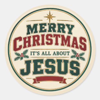 Modern Christian Christmas Classic Round Sticker