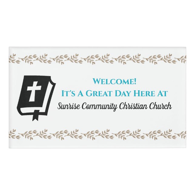 Modern Christian Church Greeter Usher Name Tag (Front)