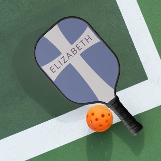 Modern Christian Cross Custom Name Purple Pickleball Paddle