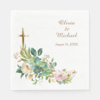 Modern Christian Cross Floral Wedding