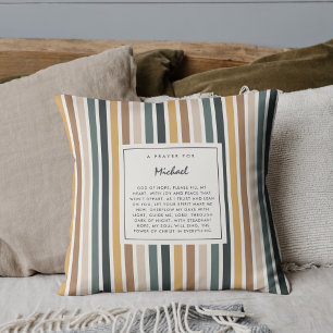 Modern Christian Keepsake Scripture Fall Stripes Cushion