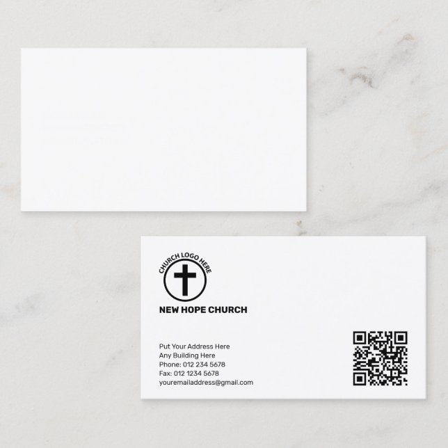 Modern Christian Pastor Cross Cloudscape QR Code Business Card (Front/Back)