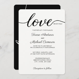 Modern Christian Wedding Love Never Fails Invitation