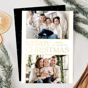 Modern Christmas 2 Photo Black and Gold