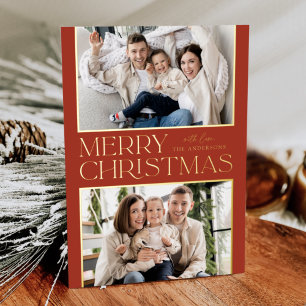 Modern Christmas 2 Photo Rust and Gold