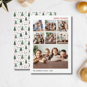 Modern Christmas 7 Family Photo Collage Holiday Card