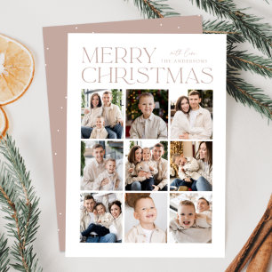 Modern Christmas 9 Photo Collage Holiday Card