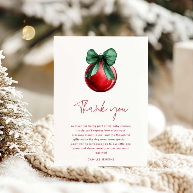 Modern Christmas Baby Shower Thank you Card (Christmas Baby Shower Thank you card)