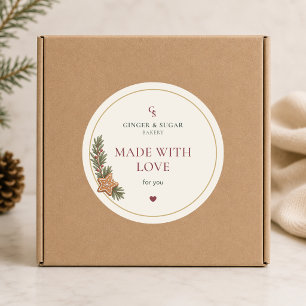 Modern Christmas Bakery Made with Love Classic Round Sticker