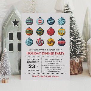Modern Christmas Balls Celebration Holiday Party Invitation