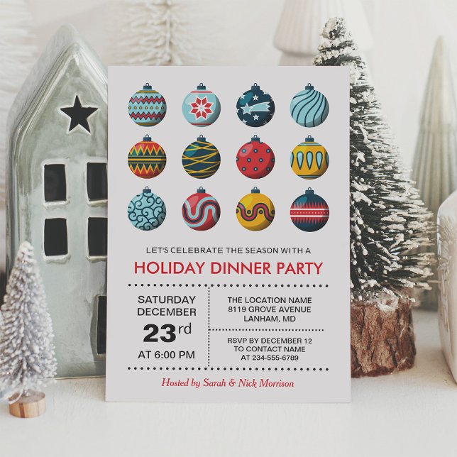 Modern Christmas Balls Celebration Holiday Party Invitation (Creator Uploaded)