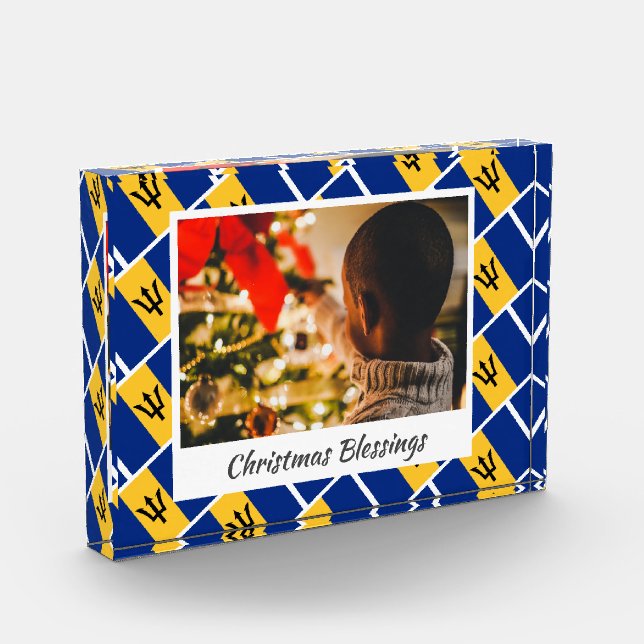 Modern Christmas BARBADOS Customised Keepsake Photo Block (Left)